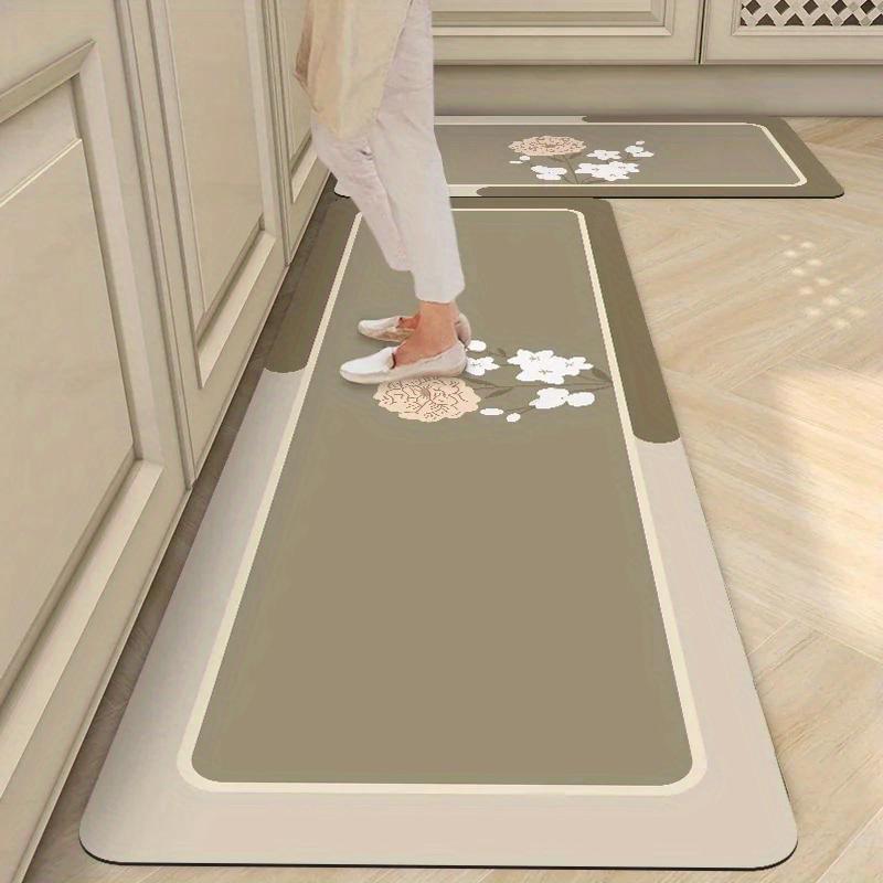 Коврик для кухни из диатомовой грязи с цветочным узором - Впитывающий воду, Быстросохнущий и Противоскользящий