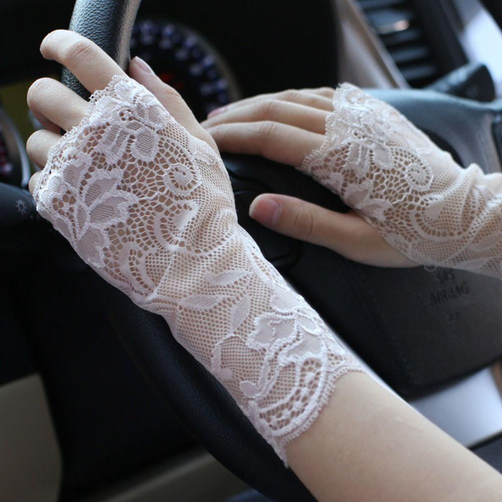 Кружевные солнцезащитные перчатки с полупальцами Косплей Кружевные перчатки без пальцев для вождения и езды на велосипеде Косплей