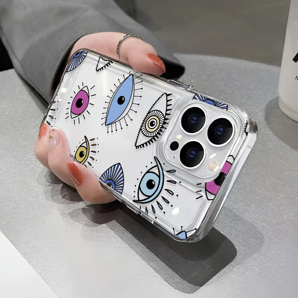 Artistic Colorful Eyes TPU Transparent Phone Case For IPhone 16 15 14 13 12 11 Pro Max 7 8 plus X XR XS Shockproof Soft Case