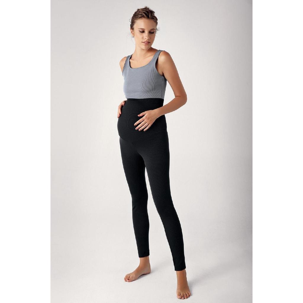 Гибкие колготки для беременных с регулируемой высокой талией в рубчик F03