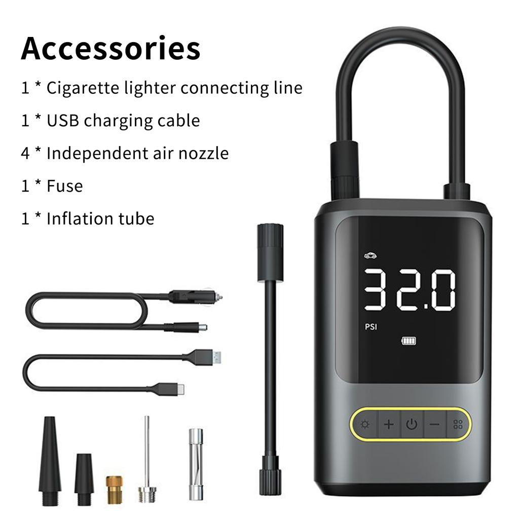 Portable Cordless Air Compressor USB Rechargeable Car Tire Inflator Power Bank Air Pump 150PSI with