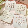 Charming Petite Silver Needle Earrings Set for Women - Cute, Colorful, Sweet Exquisite Styles