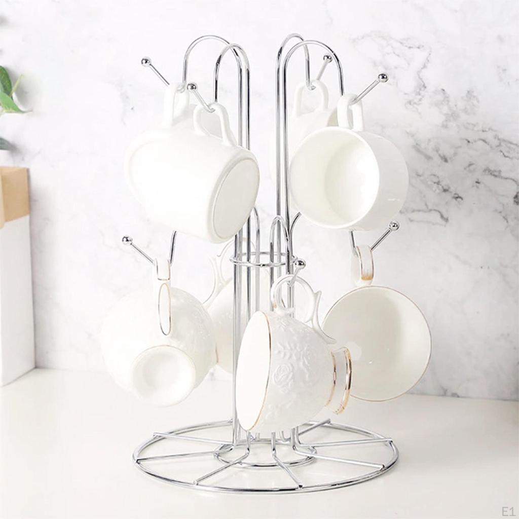 Mug Drying Rack 8 Cup Hooks Dryer Coffee Bar Decor Organizer for Desktop Mugs