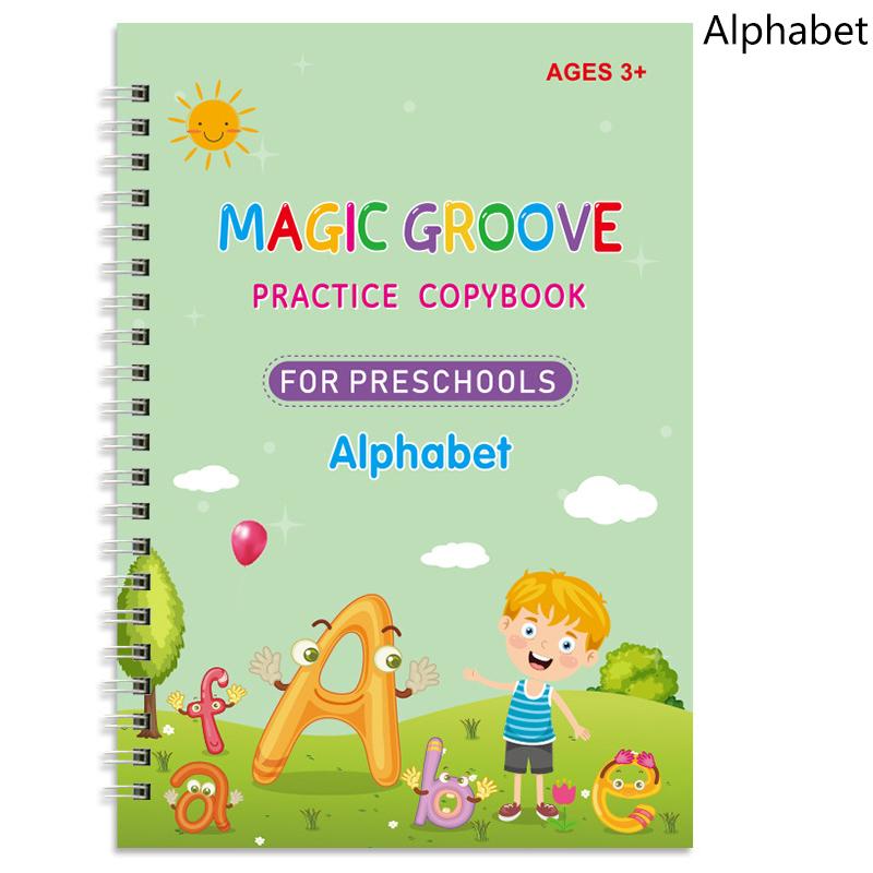 1/4 шт. Волшебная тетрадь для практики, ручка для дошкольников, каллиграфия, английская версия, бесплатная протирка, детская многоразовая тетрадь для письма