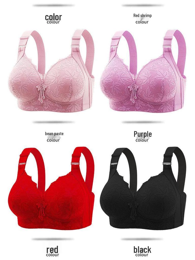 Красный кружевной беспроводной бюстгальтер большого размера с тонкой чашкой и стильной спинкой