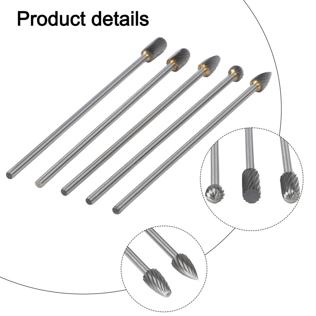 5pcs Rotary Rasp File Carving Grinder Abrasive Tools 3x6x100mm Long Single Cut For Solid Carbide Rotary Burrs Set Rotary Tools