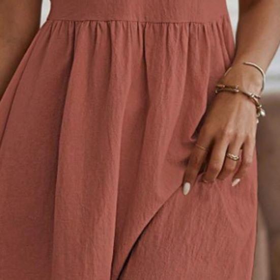 Летнее мини-платье с оборками, короткими рукавами, О-образным вырезом, плиссированное платье А-силуэта, однотонное платье со свободным подолом для свиданий, шопинга, путешествий