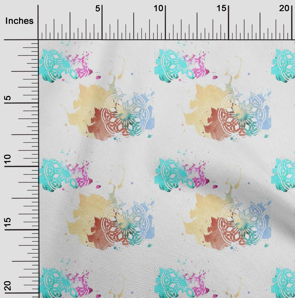 oneOone Хлопок Flex горчично-желтая ткань текстура и мандала акварель платье материал ткань принт ткань по ярдам 40 дюймов