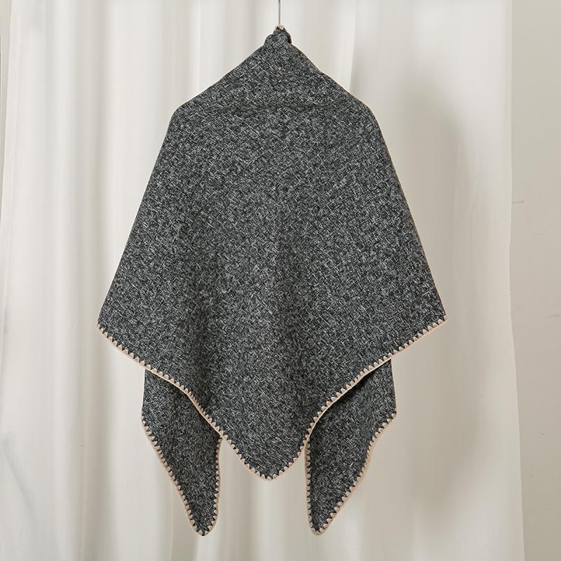 Solid Color Cashmere Triangle Scarf Woman Autumn Winter Shawls Thickened Pashmina Fashion Muffler Foulard Bufanda Echarpe Poncho