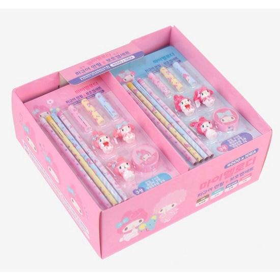 Sanrio My Melody Figure Pencil & Protective Cap Set, Pink (Random Delivery), 1 Set, a Popular Character In Korea