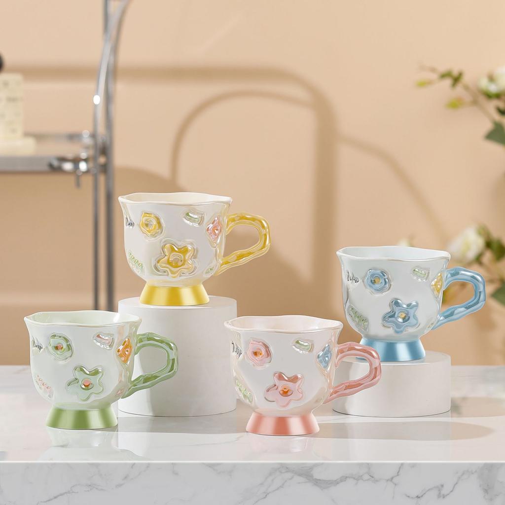 Домашний набор из цветочного узора керамическая чашка высокая ценность кубок простая милая кружка сувенир подарок