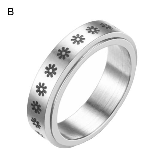 Unisex Ring Geometric Artistic Titanium Steel Rotatable Outer Finger Ring for Party