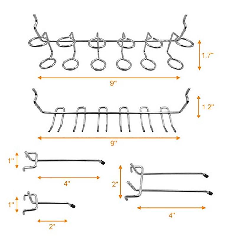 Ассортимент крючков для перфорированной доски, 81 шт., с ящиками для перфорированной доски, замками, инструментами, органайзерами