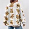 Women's Sweater Autumn and Winter Bear Print Large Size Loose Long-sleeved Top Medium and Long