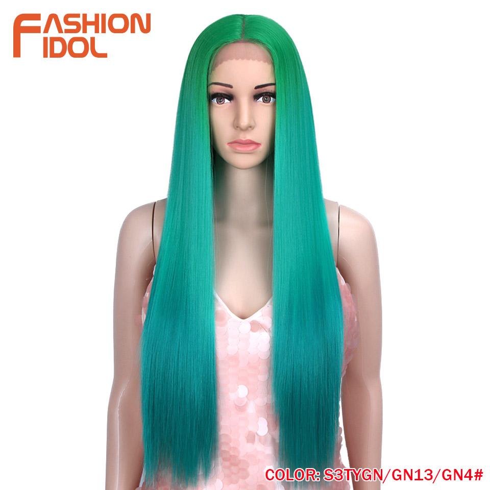 FASHION IDOL 30-дюймовые прямые парики с кружевной передней частью Синтетические парики для женщин Блондинка Синий 613 Термостойкие Косплей Лолита Прямой парик