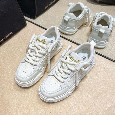 Стиль колледжа Guochao нишевые хлебные туфли 2025 весна и осень новые корейские туфли на платформе белые женские универсальные экспортные кеды