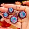 Новые украшения Zhuang Shengsheng, медная основа, позолота, розовый огран, меняющий цвет, черно-золотой, комплект героини, камень 16-10 мм