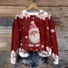 Women's Fashion Christmas Printed Long Sleeve Loose Round Neck Sweatshirt Top