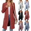 Женская мода повседневная длинная однотонная цветная куртка-кардиган с длинным рукавом и свободными карманами