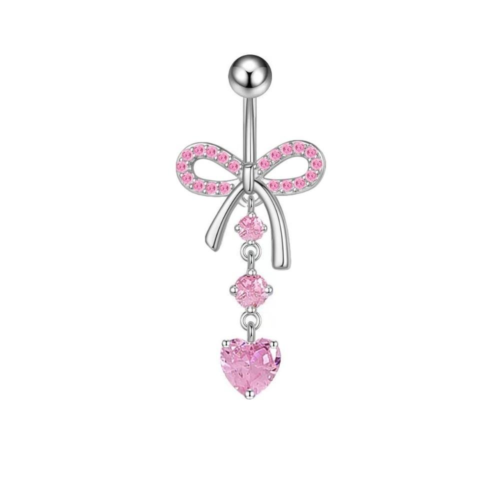 Bow Knot Butterfly Navel Jewelry Dangled Design Belly Rings Crystal Zircon Piercing Belly Seaside