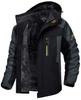 TACVASEN Outdoor Waterproof and for Skiing and Size XL Men's Fleece-Lined Jacket, Windproof, Mountaineering, Black/Gray,