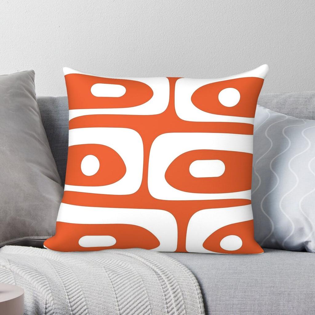 Piquet Burnt Orange White Square Pillowcase Polyester Linen Velvet Pattern Zip Decor Room Cushion Cover