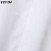 VONDA Женское элегантное однотонное свободное платье-рубашка с длинным рукавом А-силуэта