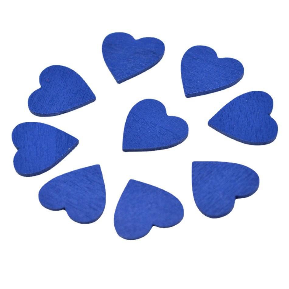 18mm Wooden Heart Chips, 100pc Pack - Colored Wedding & Festival DIY Decorations