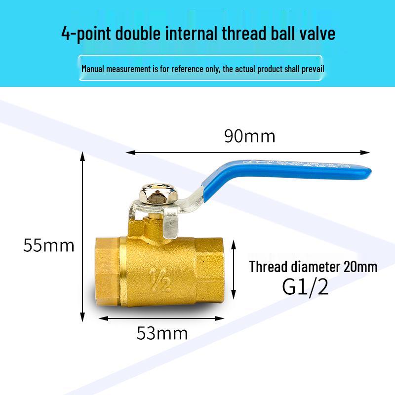 Thickened All-Copper Ball Valve, 4/6-inch, Male/Female Thread, Long Handle