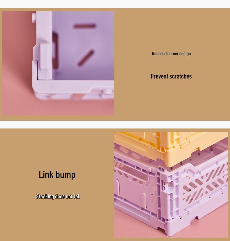Stackable Mini Foldable Transparent Storage Box - PP Sundries Drawer Basket