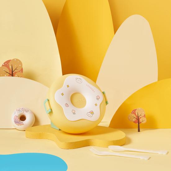 Милый мультяшный пончик, 1000 мл, ланч-бокс, контейнер для бенто, пригодный для использования в микроволновой печи, с отделениями, поставка для студентов