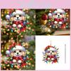 Flat Christmas Acrylic Surface Pendant With Cute Puppy Checkered Scarf Design