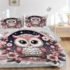 3pcs Cute Owl & Flowers Quilt Set - Soft and Comfortable Bedroom, Guest Room and Dorm Decor Bedding Set M046
