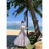 Платье holiday style 1011 весенняя новая модель топ-труба длинное платье фиолетовая сетчатая юбка