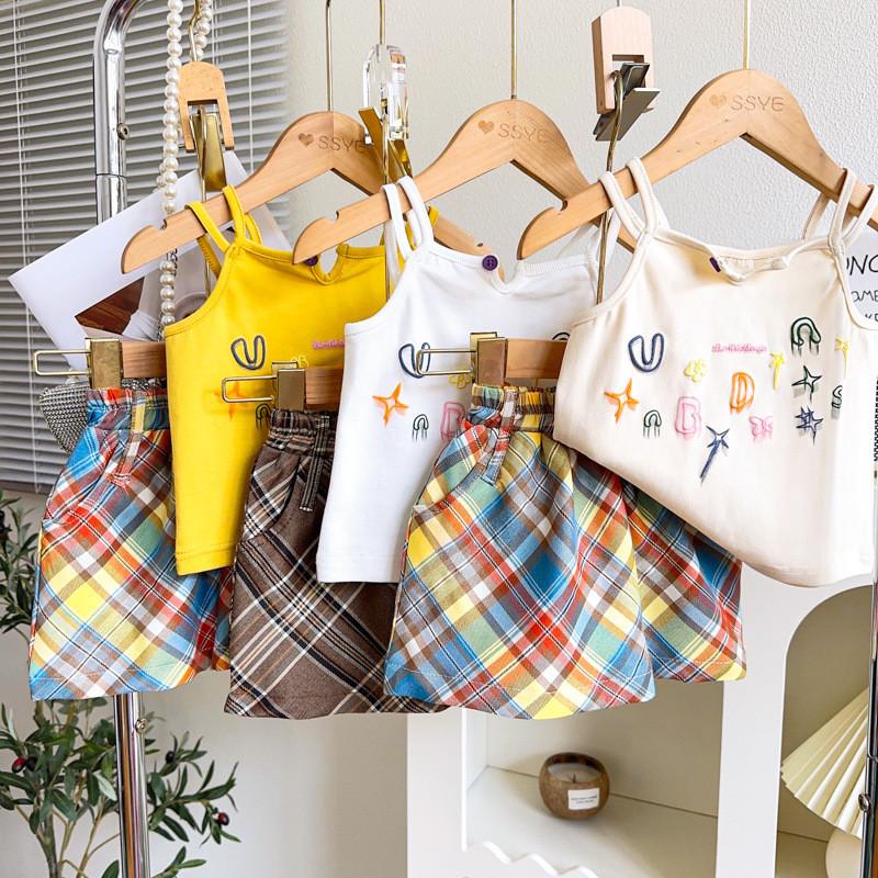 Kids Girl Twopiece Summer Dress Set With Sleeveless Top And Short Skirt For Children 3 To 8