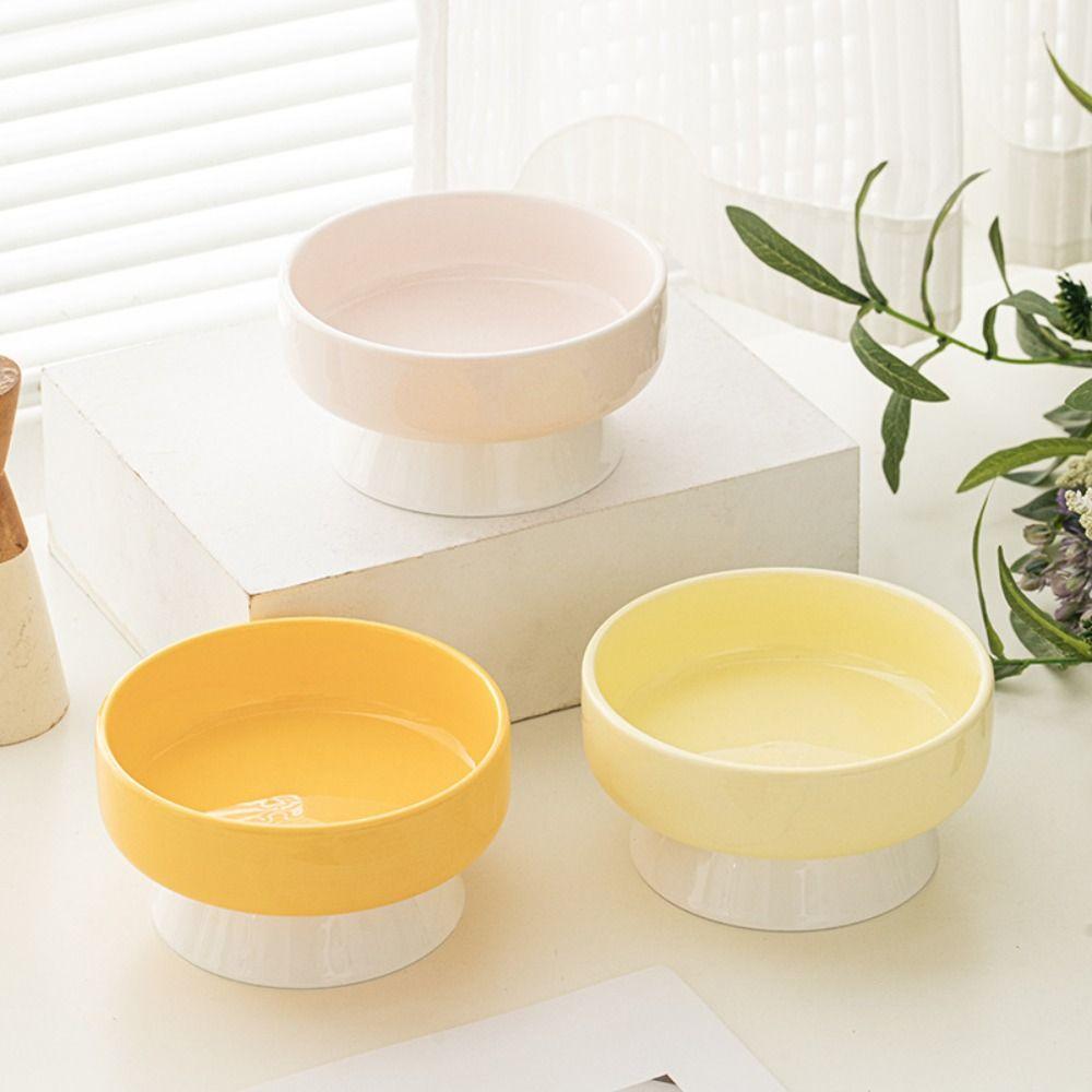 Ceramic Pet High Foot Bowl Anti Tipping Dog Food Feeding Basin Pet Drinking Feeder  Neck Protection