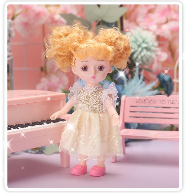 Мини-подвижная 13-шарнирная кукла 15 см, игрушка для девочек, 3D большие глаза, BJD принцесса, полная одежда, коллекция платьев, детская кукла в подарок