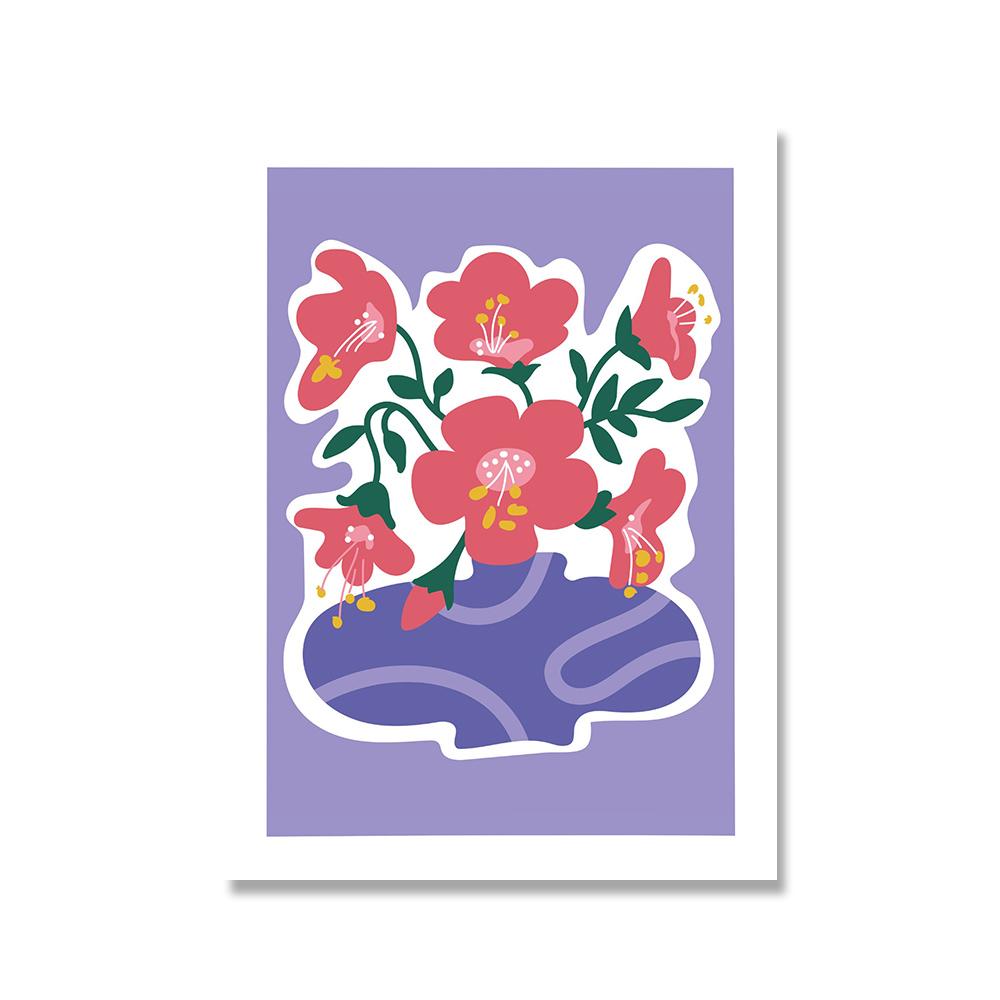 Flower Market Colorful Abstract Botanical Spring Flowers In Vase Wall Art Canvas Painting Wall Pictures For Living Room Decor