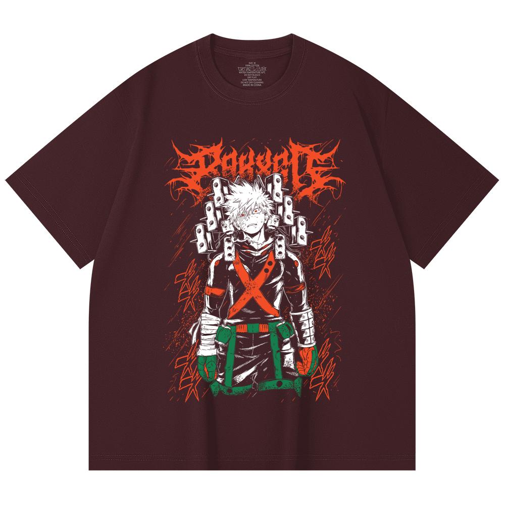 230 Gsm 100% Cotton My Hero Academia V24 Bakugo Print Unisex Heavy Cotton T Shirt