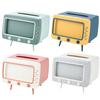 TV Shape Tissue Box with Mobile Phone Stand TV Tissue Storage Case Creative Multifunctional for Living Room Night Stand