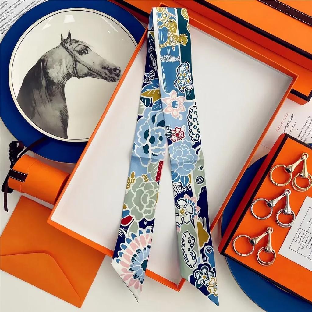 100% Mulberry Silk Ribbon Long Hair Bows Scarf Headscarf Fashion Hair Ties Ribbons Multifunctional Headband Bandana Hair