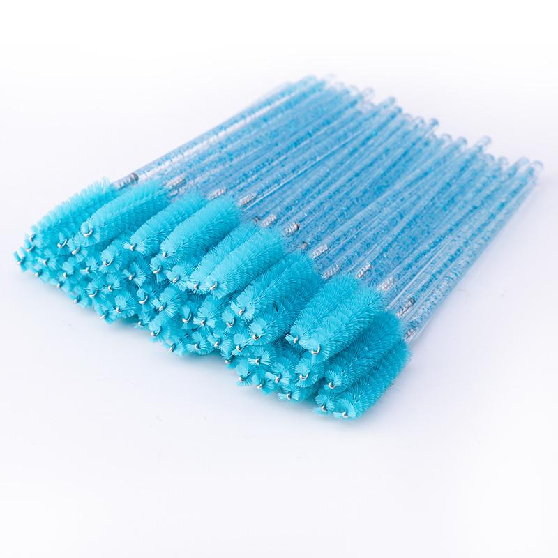 2024 Hot Sale Crystal Shine Eyelashes Mascara Brushes Private Logo Diamond Eyelashes Nylon Fan Brush Make-Up Tool