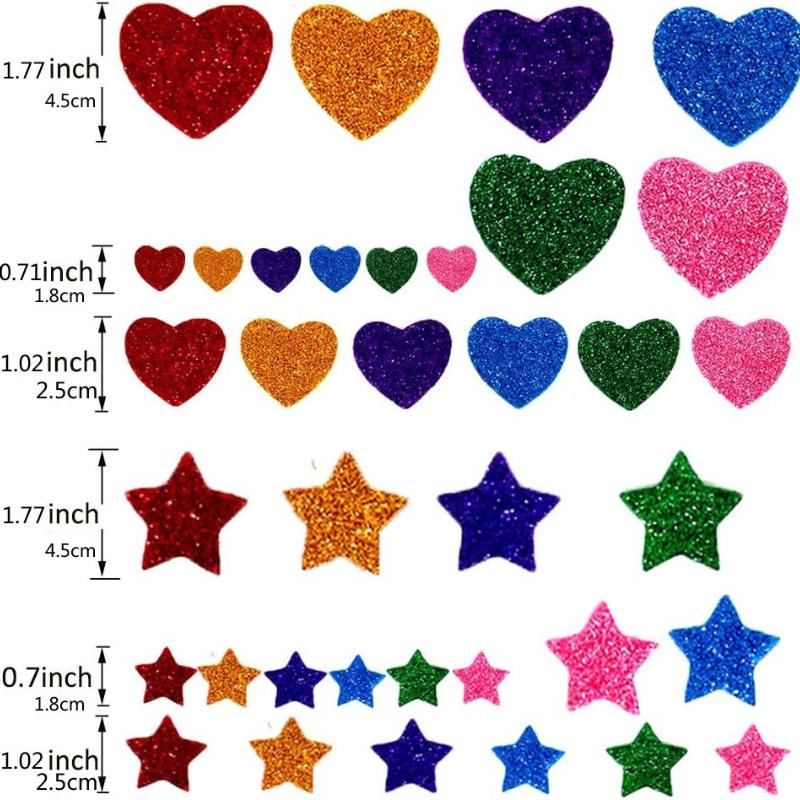 200pcs Glitter Star Stickers PVC Disposable Assorted Bright Colors Crafts Home Party Decor Selfadhesive Decals Star Stickers