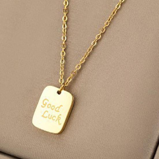 Ожерелье удачи с квадратным кулоном, регулируемая цепочка, гальванизированная титановая сталь, повседневные дорожные украшения на шею