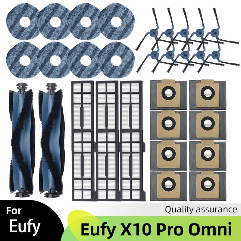 Подходит для робота-пылесоса Eufy X10 Pro Omni Основная боковая щетка Тряпка для мытья пола HEPA-фильтр Мешок для пыли Аксессуары Запасные части