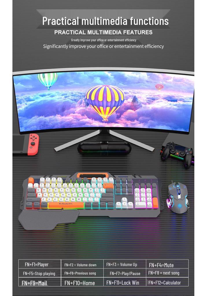 Игровой комплект Viper KM160: проводная USB-клавиатура и мышь с двухцветными клавишами для настольного компьютера/ноутбука.