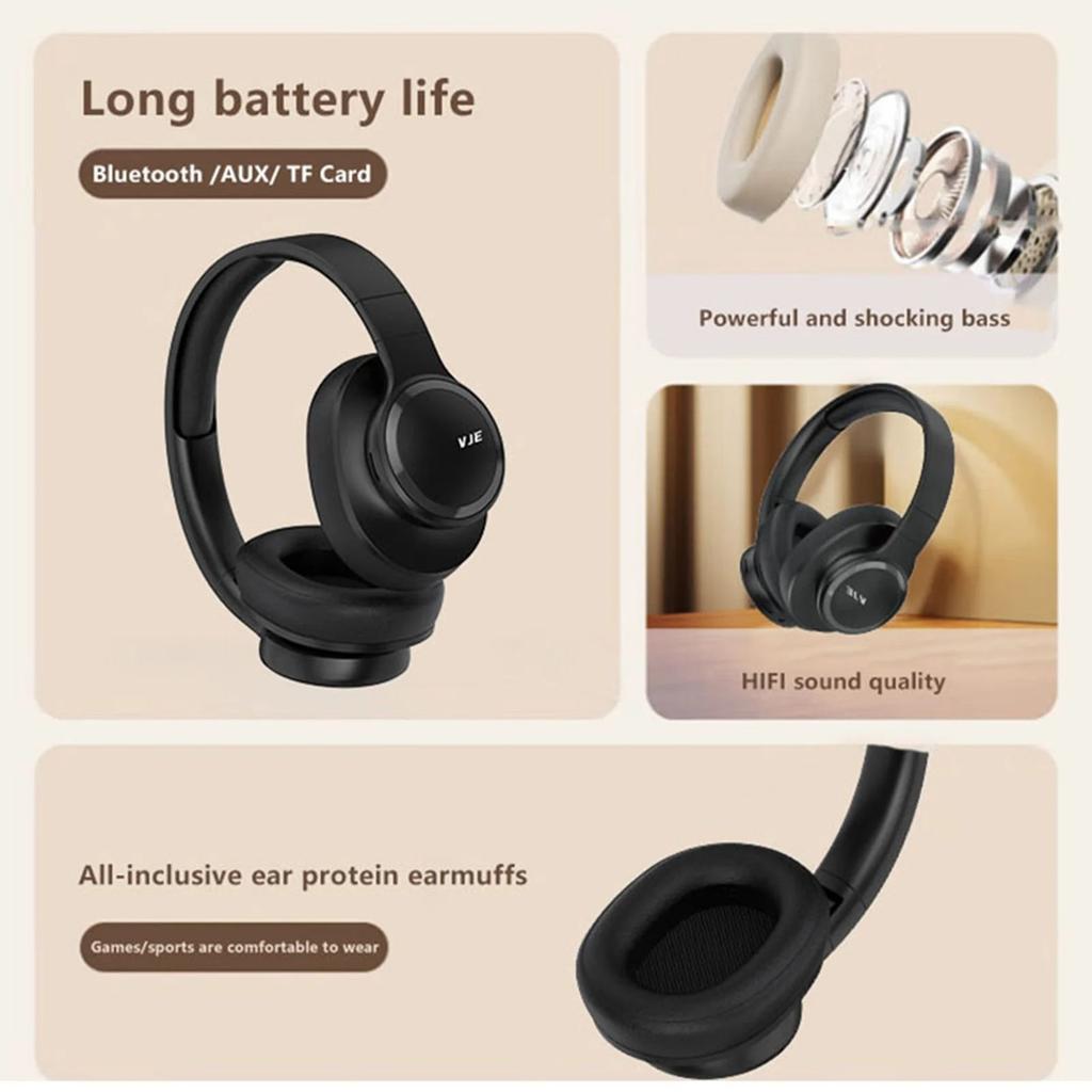 Беспроводные наушники Bluetooth с шумоподавлением, HiFi стереозвуком, длительным временем воспроизведения, складные, встроенным микрофоном, накладные наушники для игр, работы и путешествий