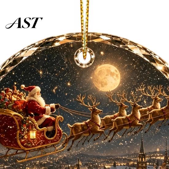 Christmas Party Supplies Landscape Scene Acrylic Ornament for Holiday Tree Decor, Decorative Gift Friends Hanging Keepsake And Seasonal