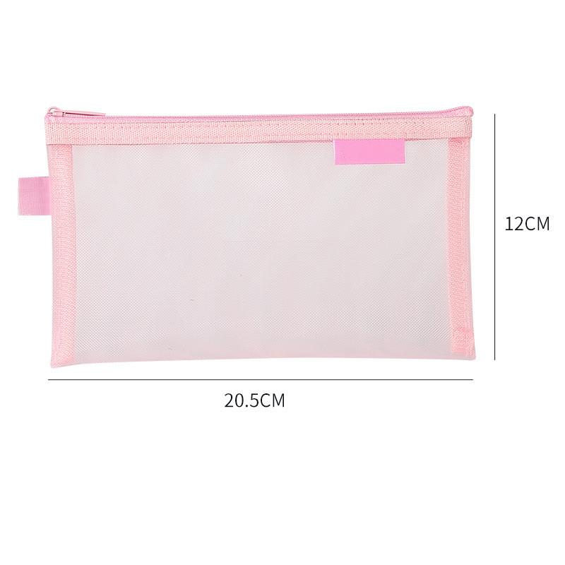 Large Capacity Simple Color Pencil Case Student Exam Series Hand Account Net Yarn Transparent Stationery Storage Supplies Bag