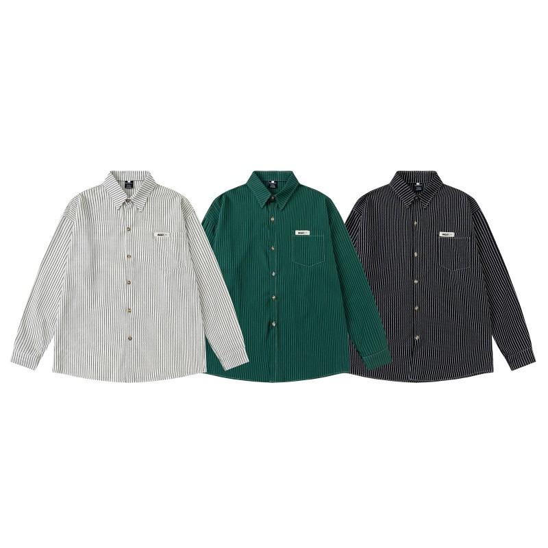 Mens Striped Long Sleeve Shirt Casual Loose Fit Trendy Style
